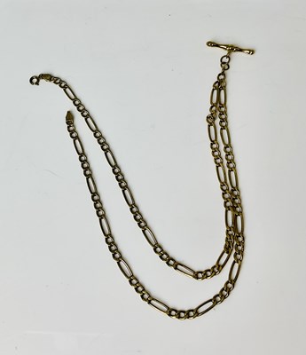 Lot 871 - A 9ct gold figaro chain with drop, length 46cm,...