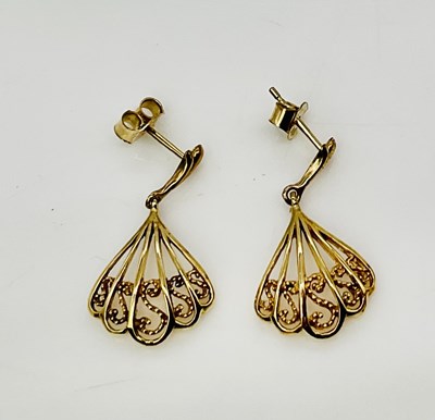 Lot 888 - Two pairs of 9ct gold earrings (one back...