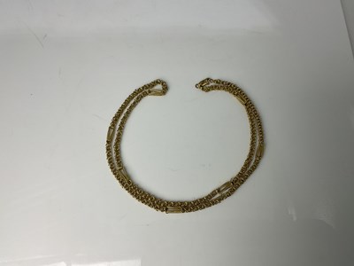 Lot 895 - An 18ct gold fancy link chain, length 60cm,...