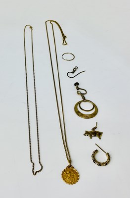 Lot 935 - A group of 9ct gold and yellow metal earrings,...