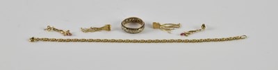 Lot 459 - A yellow metal flat link bracelet, length...