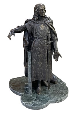 Lot 373 - A 19th century bronze figure of a knight,...