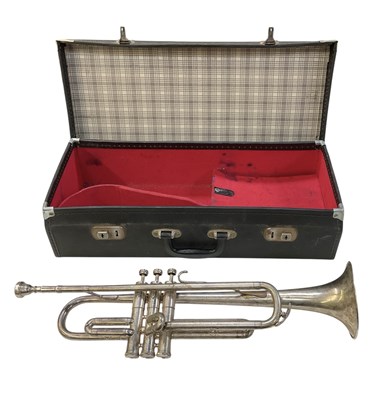 Lot 312 - BOOSEY & HAWKES; a cased silvered brass...