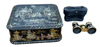 Lot 241 - A 19th century Chinese black lacquered mother...