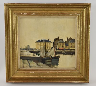 Lot 106 - IAN HOUSTON (1934-2021); oil on board, harbour...