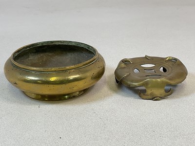 Lot 78 - A Chinese polished brass censer of simple...