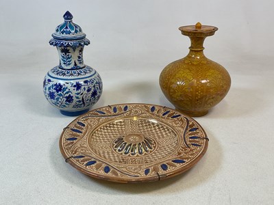 Lot 51 - A Hispano-Moresque copper lustre blue detailed...