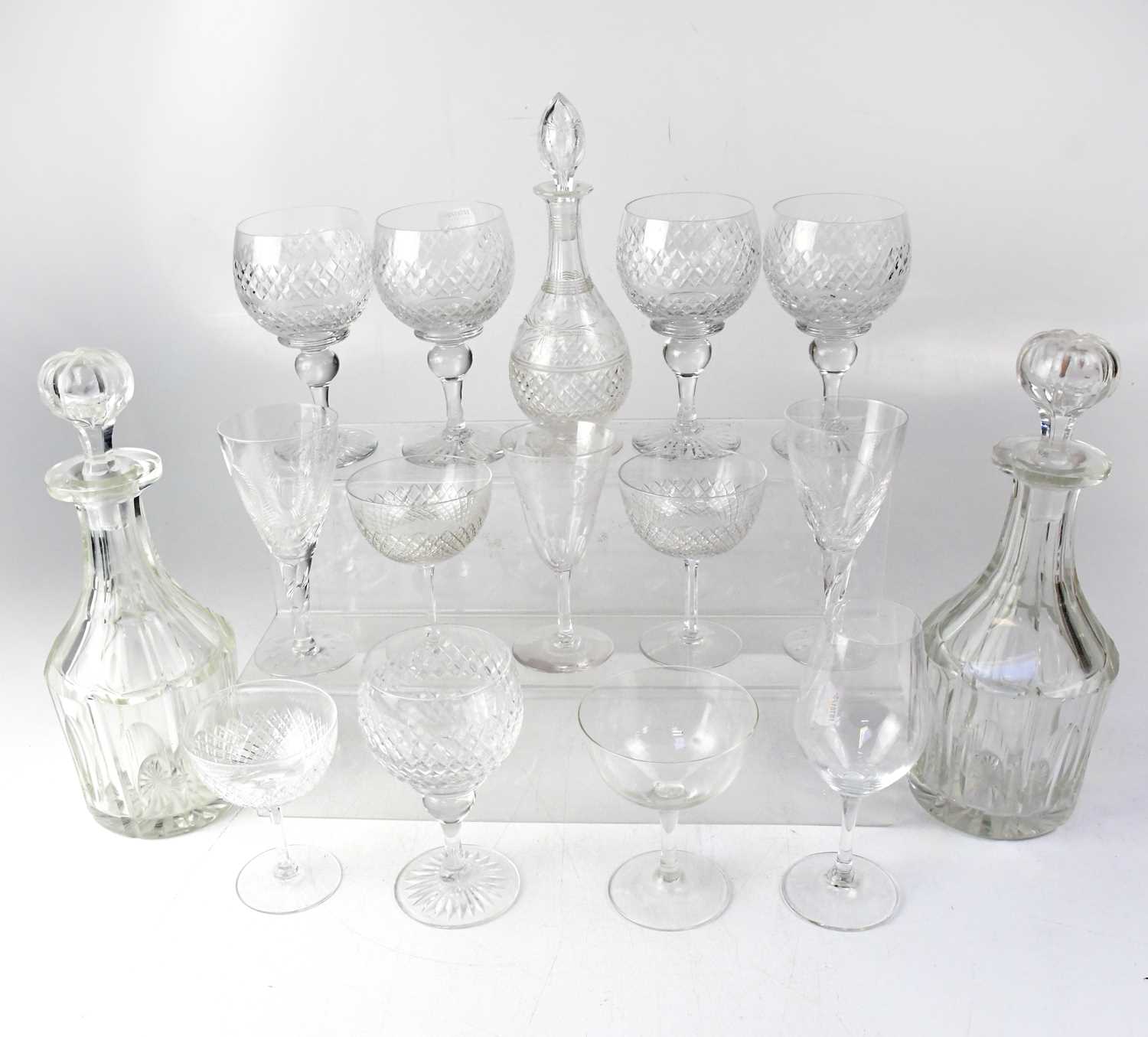 Lot 460 - Two Georgian decanters, each with acid etched...