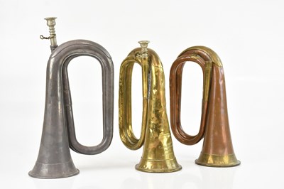 Lot 416 - Three vintage hunting horns including a Boosey...