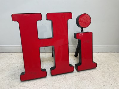 Lot 291 - Two light up signs, 'H' and 'i', larger height...