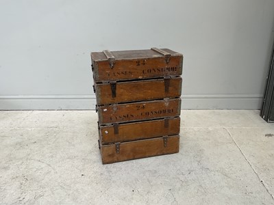 Lot 300 - A group of five wooden crates for glasses, 20...