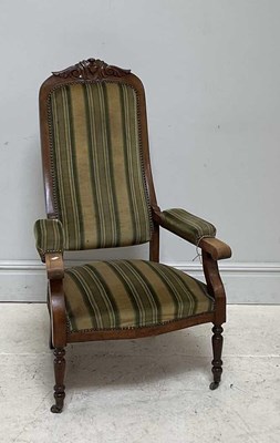 Lot 154 - A 19th century upholstered walnut arm chair,...
