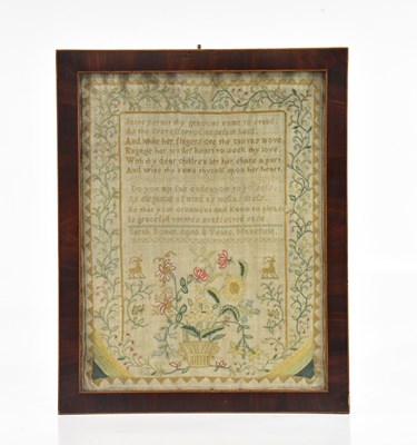Lot 1816 - A 19th century sampler by Sarah Boner, aged 8...