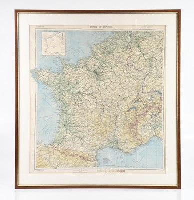 Lot 1207 - A WWII silk map, 'Zones of France', second...