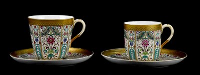 Lot 1690 - ROYAL WORCESTER; two hand painted teacups and...