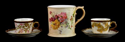 Lot 1720 - ROYAL WORCESTER; a blush ivory mug and two...
