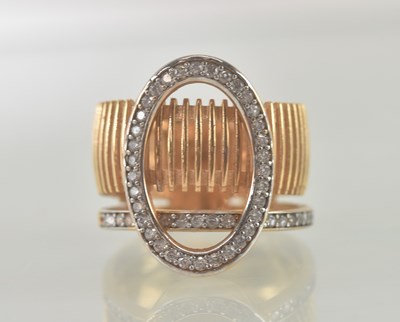 Lot 476 - An 18ct yellow gold white stone set ring, size...