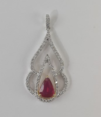 Lot 522 - A white metal ruby and diamond pierced...