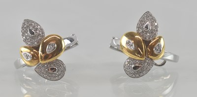Lot 549 - A pair of 18ct yellow and white gold diamond...