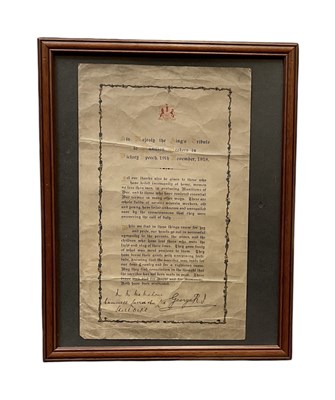 Lot 262 - WWI INTEREST; a hand signed section of George...