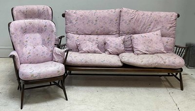 Lot 12 - ERCOL; a circa 1990 three piece lounge suite...