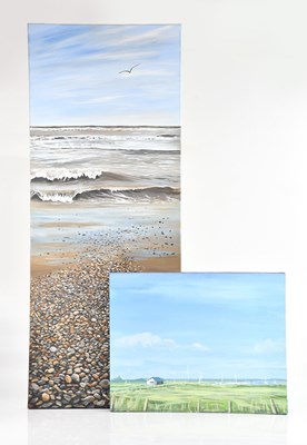 Lot 1185 - ANGELA NELSON; oil on canvas, coastal...