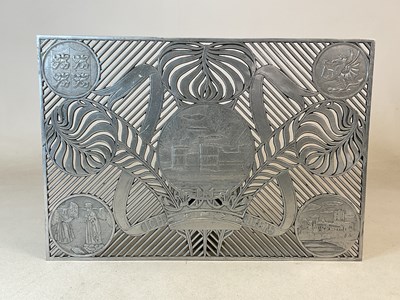 Lot 309 - An aluminium pierced rectangular plaque...