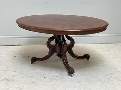 Lot 153 - A Victorian burr walnut tilt-top loo table, on...