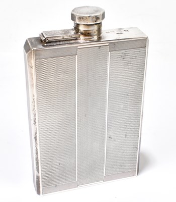 Lot 1072 - CHARLES S GREEN & CO; a George V hallmarked silver Art Deco hip flask