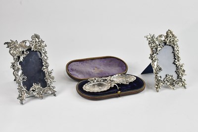 Lot 350 - A pair of contemporary sterling silver mounted...