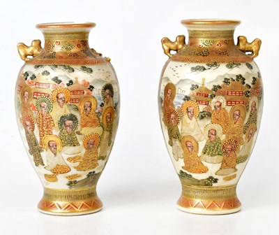 Lot 178 - A pair of Meiji period Satsuma vases, each...