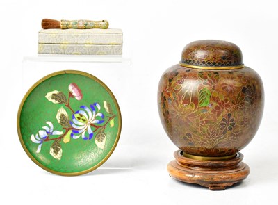 Lot 191 - A small cloisonné ginger jar, with blue...