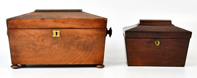 Lot 246 - A Victorian walnut sarcophagus-form tea caddy,...