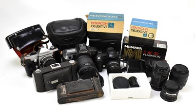 Lot 157 - A Canon EOS 600 camera, a Praktica LLC camera,...