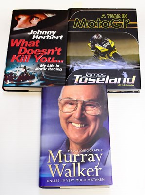 Lot 428 - Three motorsport signed books, comprising...