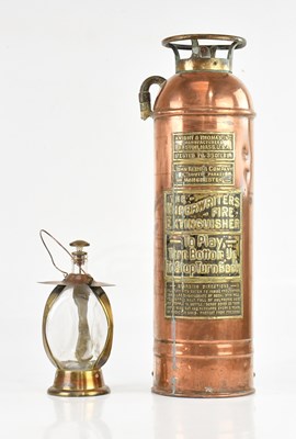 Lot 433 - The Underwriters copper fire extinguisher,...