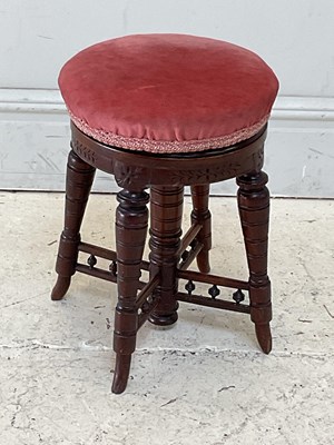 Lot 190 - A 19th century mahogany piano stool, height 48cm.