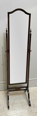 Lot 188 - An early 20th century oak framed cheval mirror,...