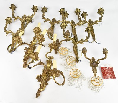 Lot 627 - A collection of Rococo style gilt metal wall...