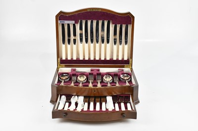 Lot 455 - A mahogany cased canteen of silver plated...