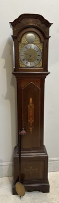 Lot 254 - An Edwardian inlaid mahogany longcase clock,...