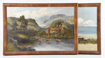 Lot 1083 - WILLIAM LANGLEY (1852-1922); two oils on...