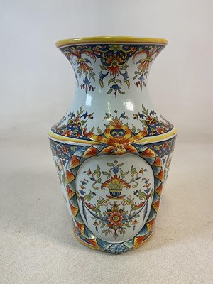 Lot 407 - A large Continental tin glazed floral...