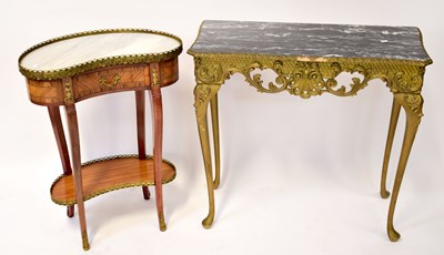 Lot 56 - A brass-mounted inlaid marble-topped...