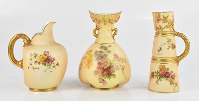 Lot 1206 - ROYAL WORCESTER; three pieces of blush ivory,...