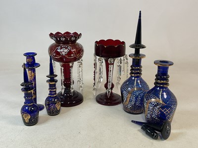Lot 443 - Two Ruby tinted table lustres, together with...
