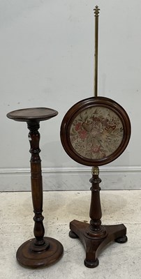 Lot 158 - A 19th century pole screen with circular...