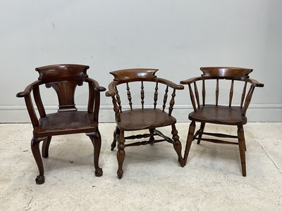 Lot 131 - Two 19th century elm seated captain's open...