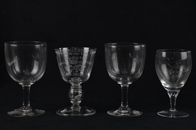 Lot 1800 - Four decorative glasses including two engraved...