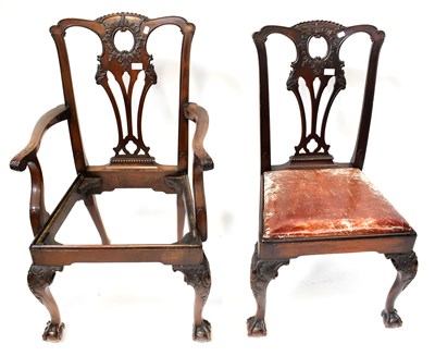 Lot 23 - A set of six carved mahogany Chippendale-style...